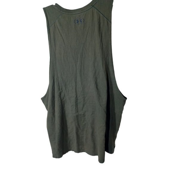 Boys Green Under Armour Tank Top Bull Head In The Center Has Holes XL - Picture 8 of 16